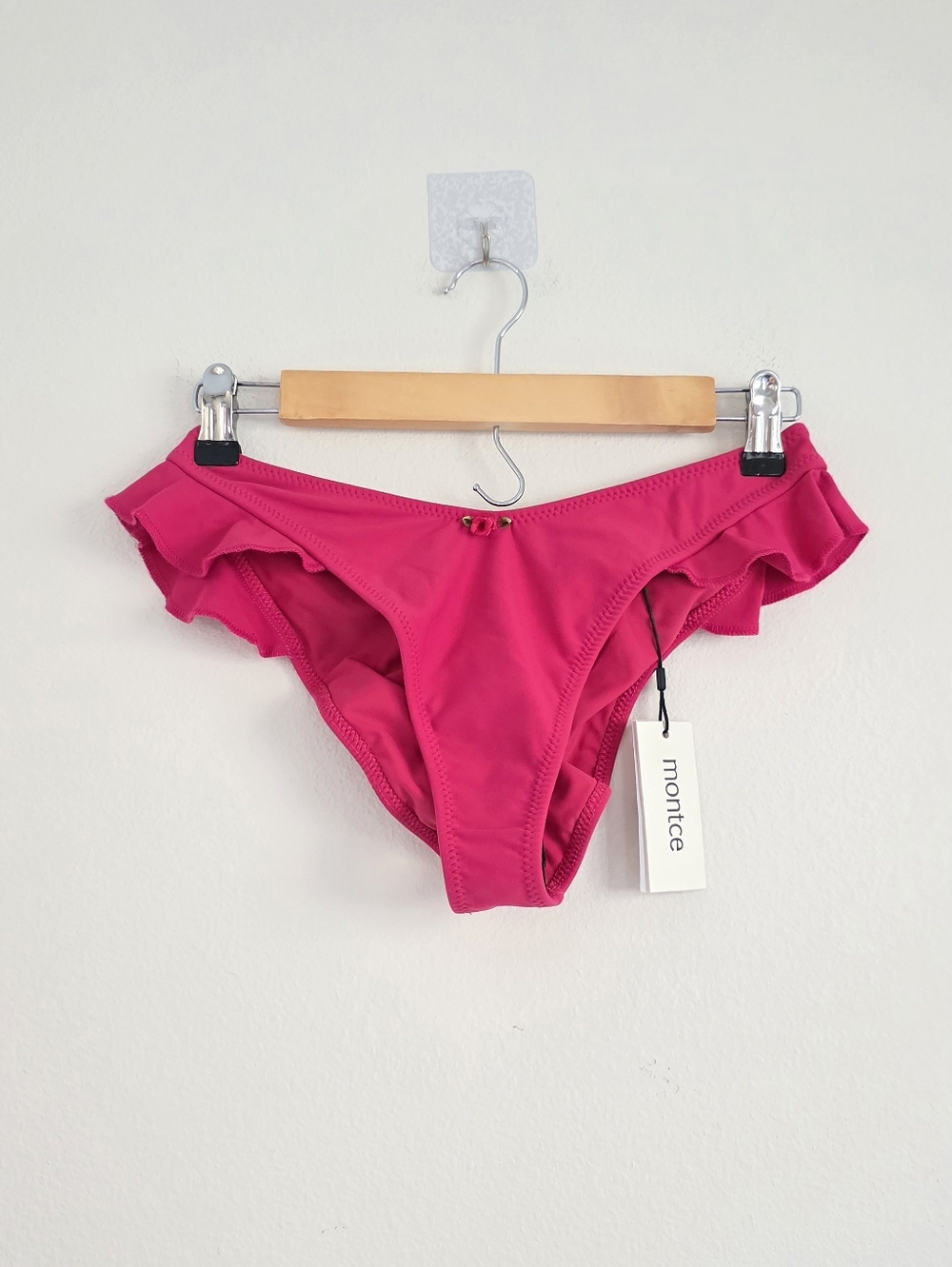 Montce RoseTwo-Tone Cream & Raspberry Underwire Bikini Top and Bottom Set - Picture 6 of 9